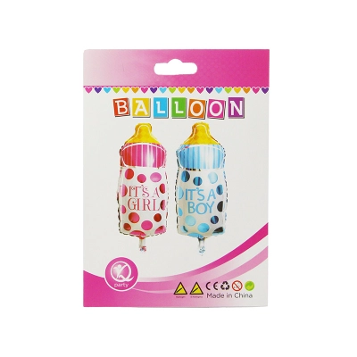 Globo metalico biberon niña baby shower rosado